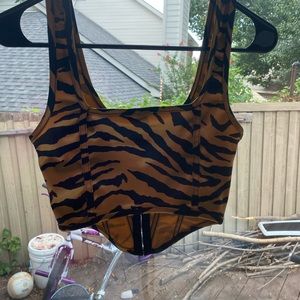 A tiger print corset cami top from motel
